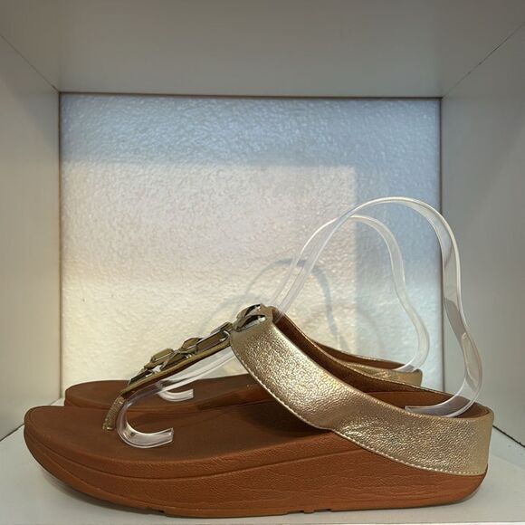 Fitflop Roka Womens Embellished Gold Thong Platform Summer Comfort Sandals - Picture 2 of 12